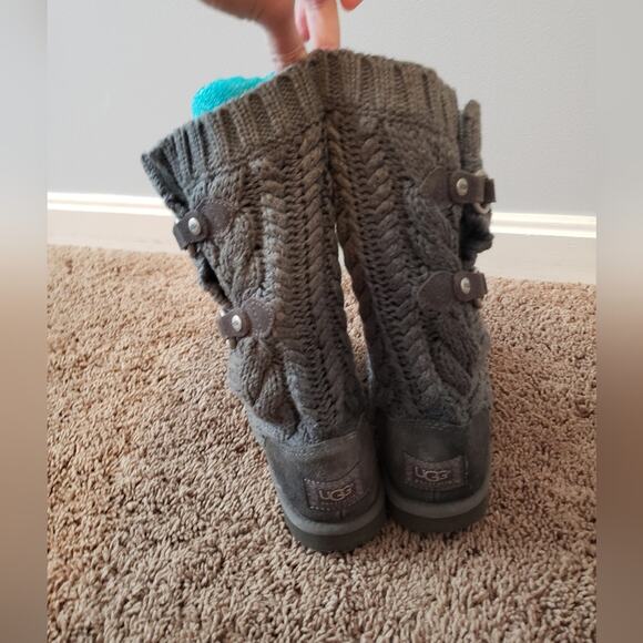 Ugg tularosa route cable knit sweater mid calf boots gray 5 - Picture 3 of 7